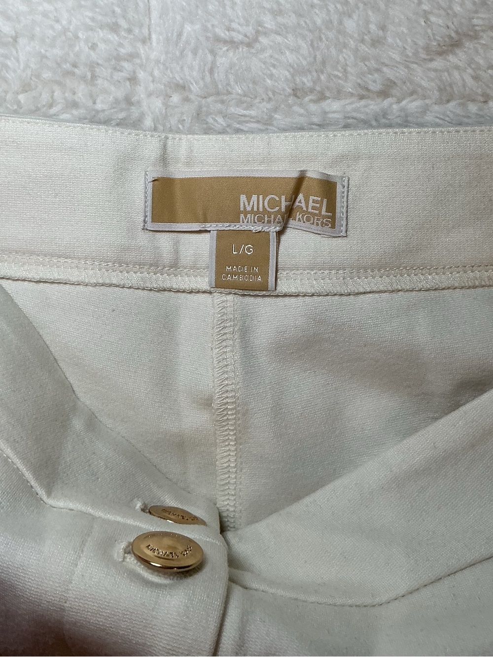 Michael Kors High-Waist Button-Front White Pants - Picture 6 of 7